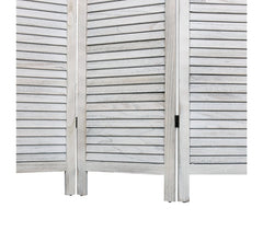 394465 Paravent modèle classique en bois blanc vieilli 170 x 40 cm