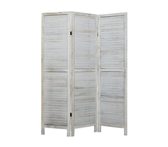 394465 Paravent modèle classique en bois blanc vieilli 170 x 40 cm