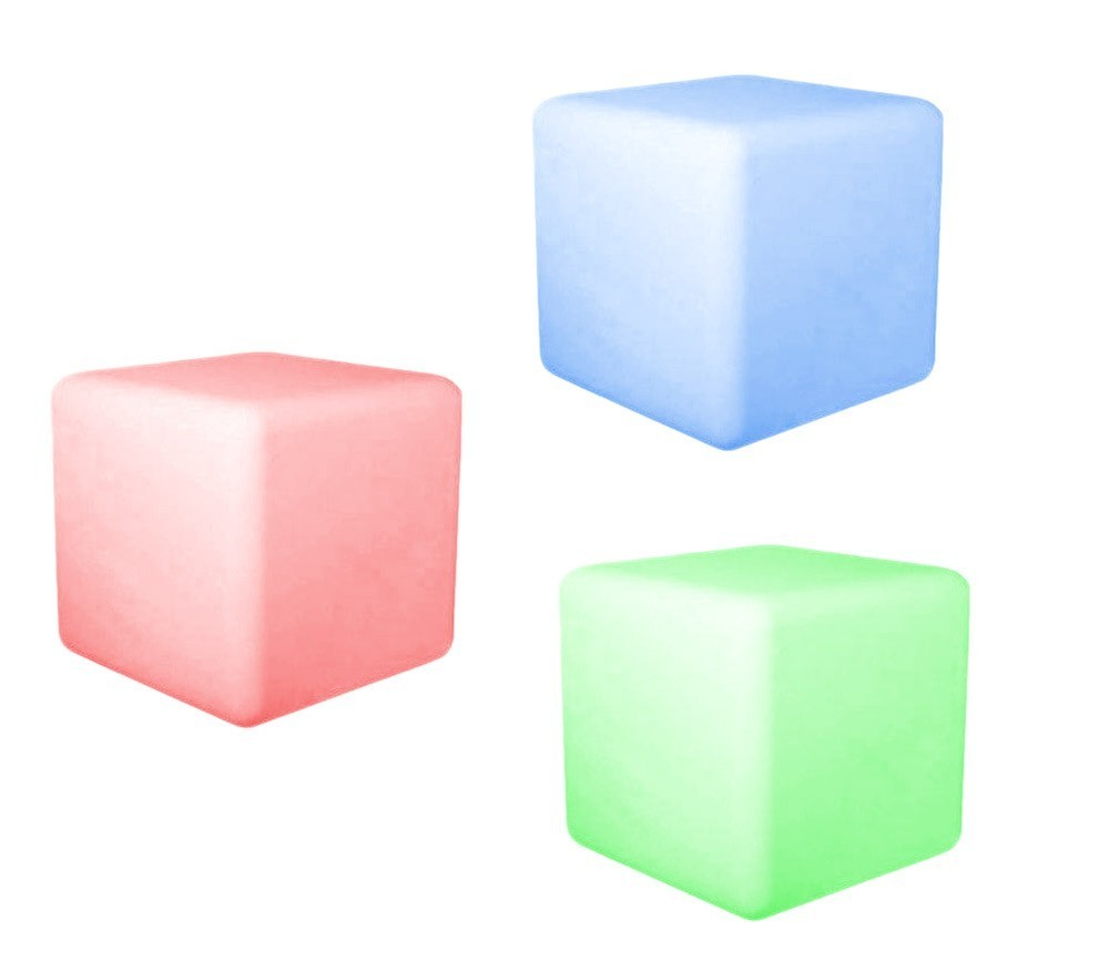 370582 Set 3 cubes lumineux LED multicolore chromothérapie veilleuse 6,5 cm