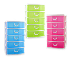 391570 Tour de rangement COLORBOX coloré en plastique avec 5 tiroirs 15x19x26 cm
