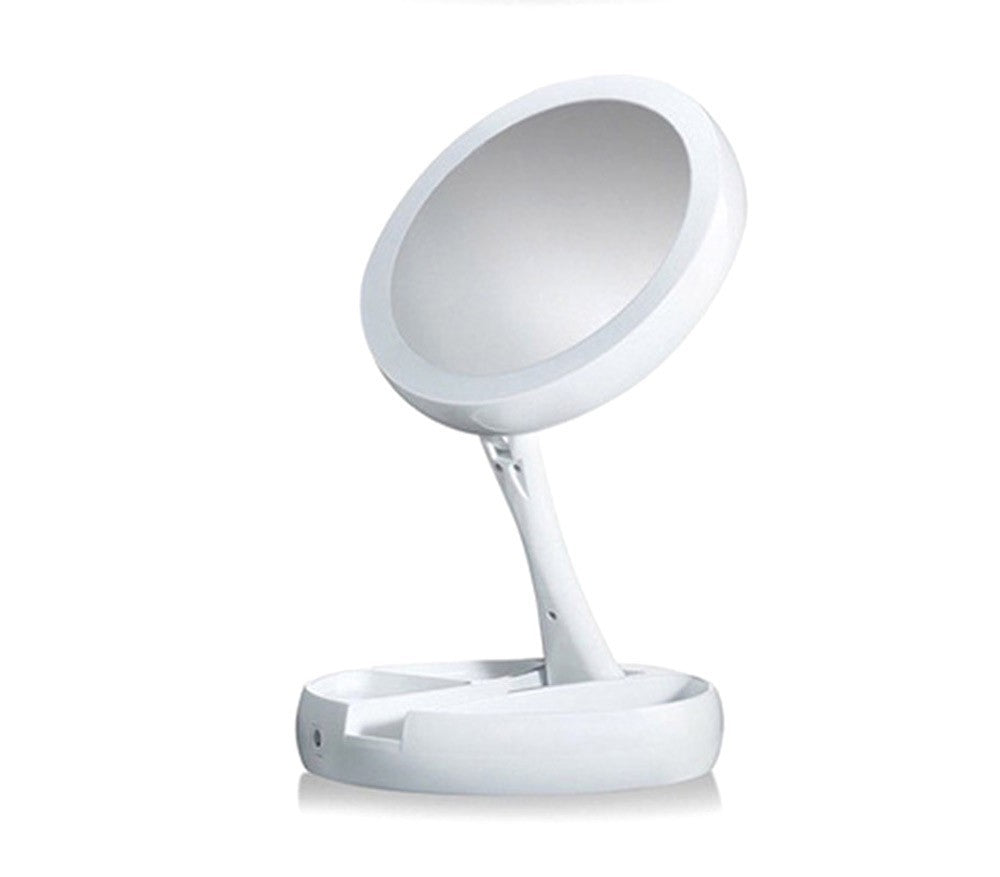 134006 Miroir 2 faces normal 1X et grossissant 10X lumineux LED et pliable
