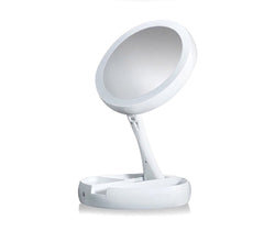 134006 Miroir 2 faces normal 1X et grossissant 10X lumineux LED et pliable