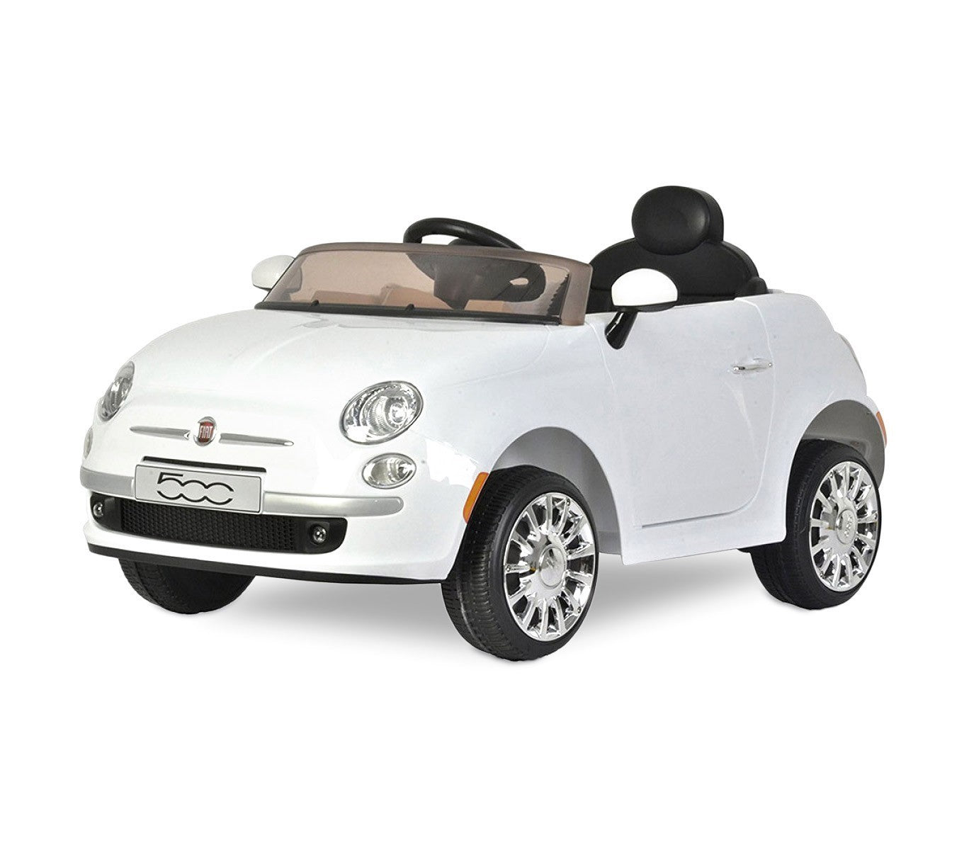B90106 Voiture électrique pour enfants FIAT 500C siège en cuir 12V télécommandée