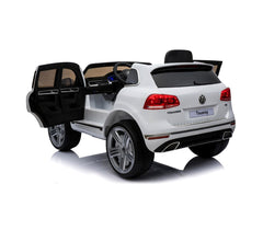 B81323 Voiture télécomandée enfant Suv VOLKSWAGEN Touareg siège cuir 12V lcd MP4
