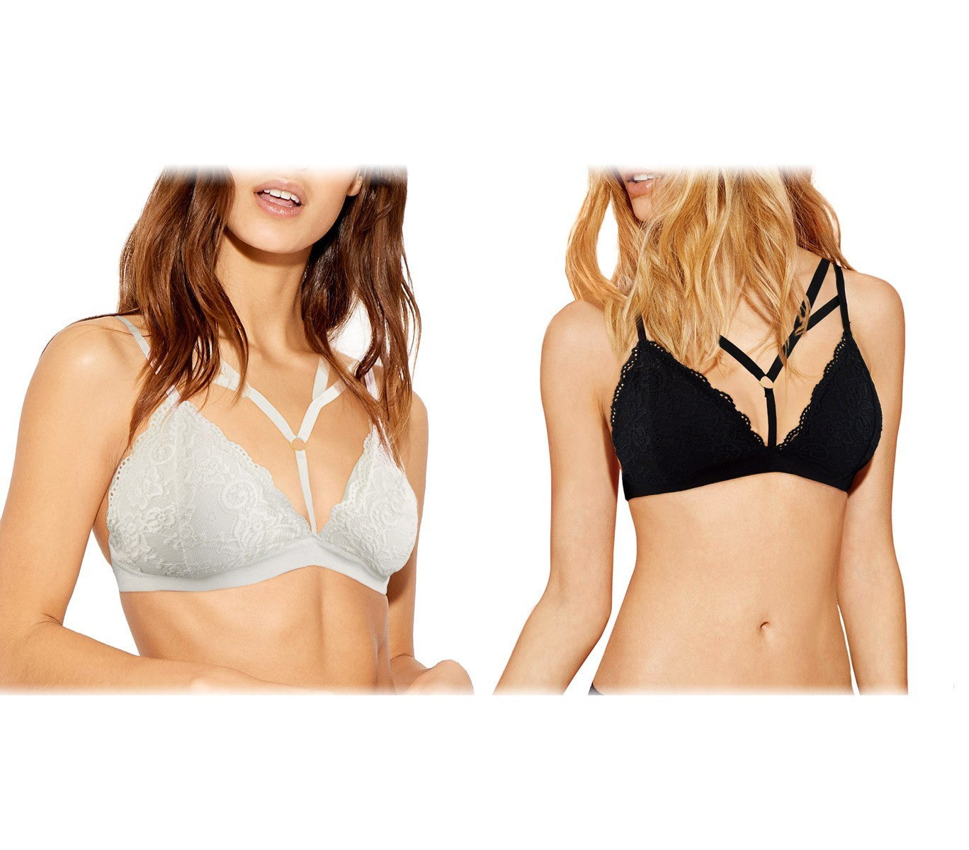 H832 Soutien-gorge à brides bonnet triangle Morena en dentelle noire ou blanche