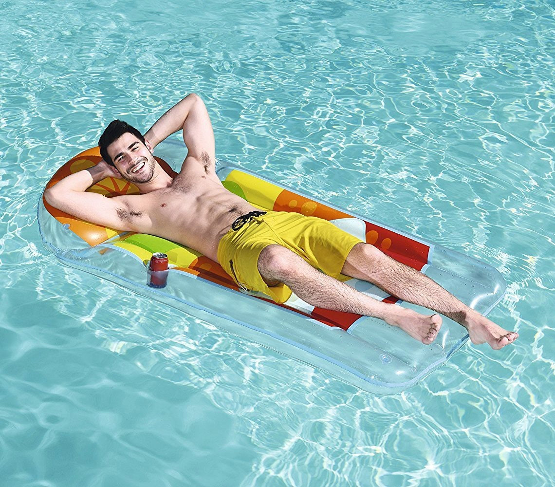 44037 Matelas boisson tropicale 190 x 99 cm avec poignées et porte-gobelet