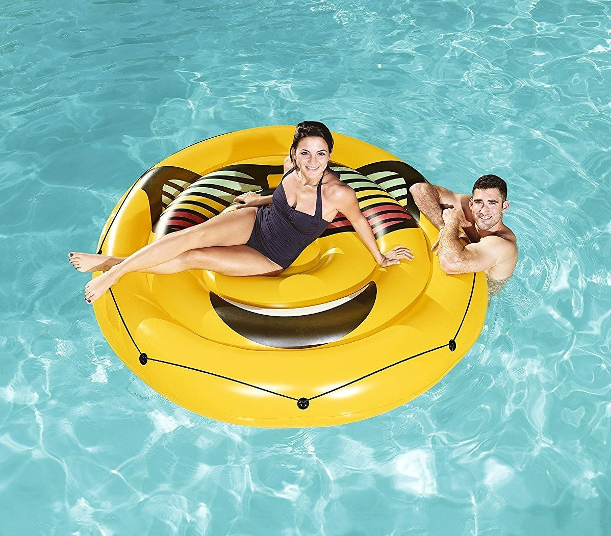 43139 Matelas Géant de Piscine Smiley lunettes de soleil diamètre 188 cm Bestway