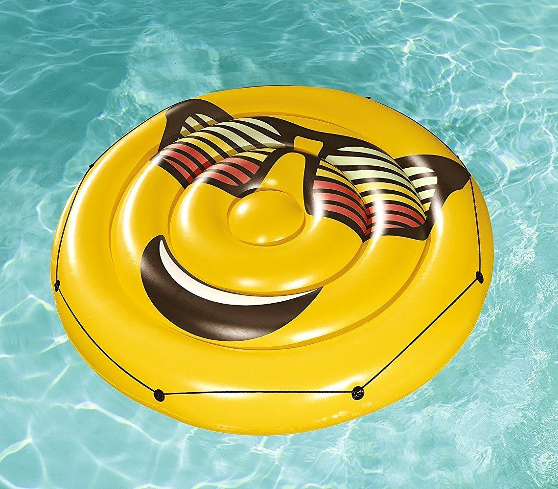43139 Matelas Géant de Piscine Smiley lunettes de soleil diamètre 188 cm Bestway