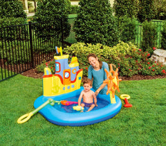 52211 Aire de jeux gonflable aquatique bateau poissons et canne 140x130x104 cm