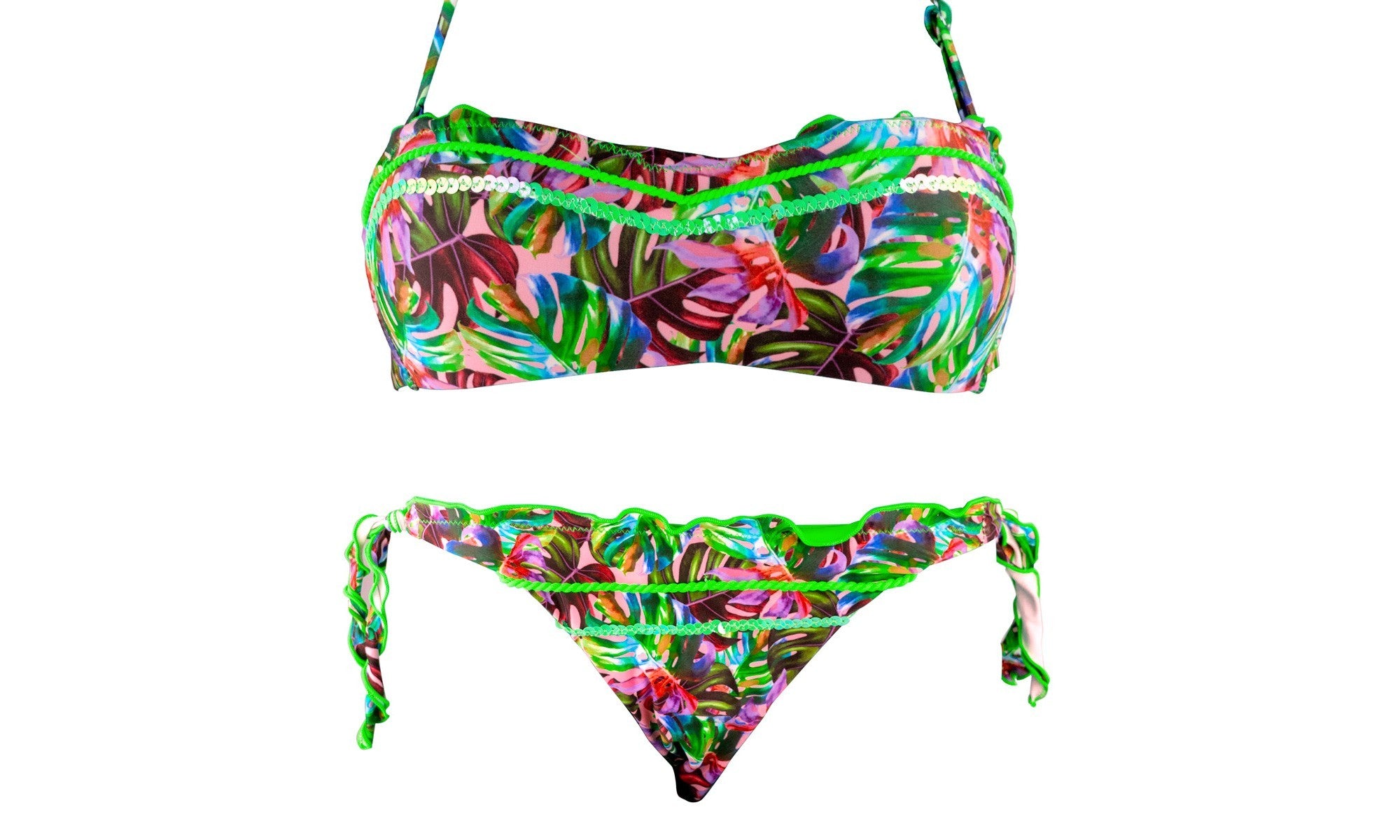 DW8885 Maillot de bain bikini rembourrés  mod. ALICE avec dessins de fleurs 