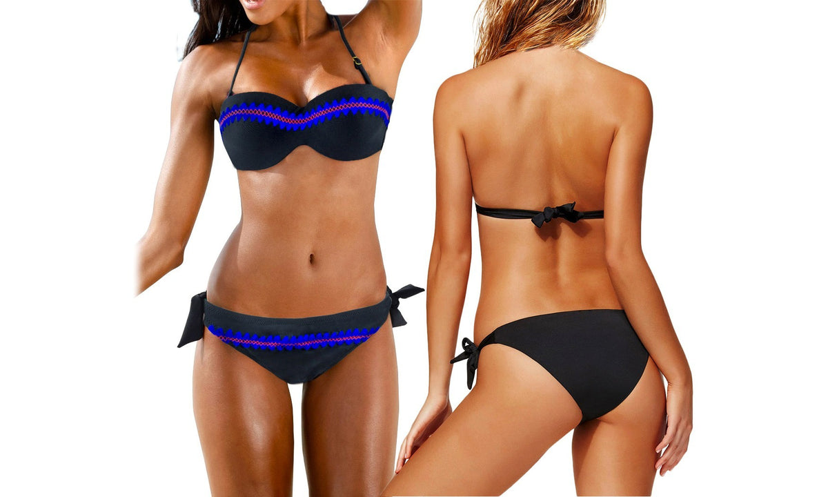 CY9923 Maillot de bain bikini rembourrés  mod. AURORA avec détails broderie