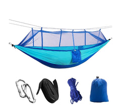 Kit hamac à suspension bicolore 10746 avec moustiquaire et poches multifonctions
