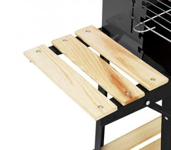429754 Barbecue à charbon en acier et bois et roues à transporter 58x33x68cm