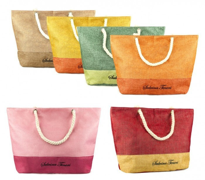 423110 Sac de plage Sabrina Tenori MIRANDY fantaisie bicolore avec anses