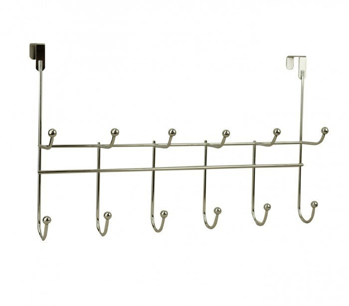 364154 porte-manteau à suspendre, 12 crochets en acier chromé 48x29x8