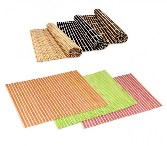  137697 Ensemble de 4 set de table en bambou de différentes couleurs 30x40cm