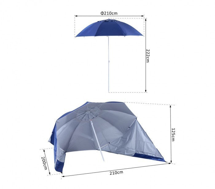 265918 Parasol et tente 2 en 1 pour la plage