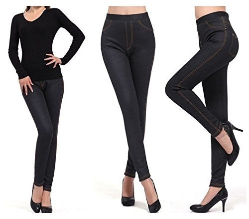 L'effet des leggings de Denim sans bouton de peluche intérieur mode femme