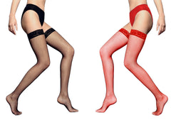 Bas collants résille bretelles avec bord galonné