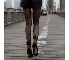  Collants micro-résille noir élastiques taille haute DUPU mod F1002 noeud liseré