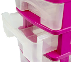 213827 Tour de rangement 4 tiroirs WELKHOME en plastique rigide, 20x13x17 cm