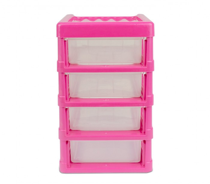 213827 Tour de rangement 4 tiroirs WELKHOME en plastique rigide, 20x13x17 cm