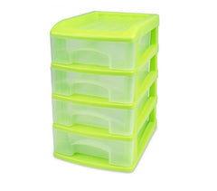 213827 Tour de rangement 4 tiroirs WELKHOME en plastique rigide, 20x13x17 cm