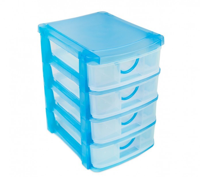 684203 Tour de rangement 4 étagères COCCINELLA en plastique rigide  13x17x18 c