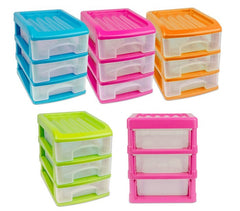 213810  Tour de rangement 3 tiroirs WELKHOME en plastique rigide 16x13x17 cm