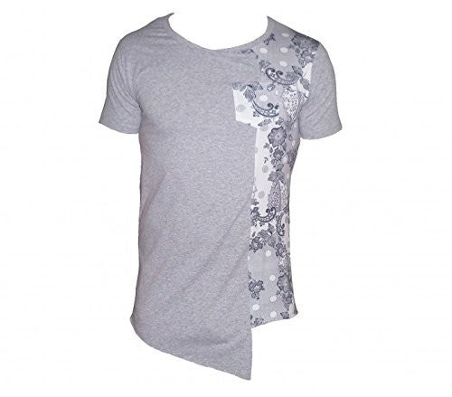 T-shirt homme manches courtes avec des fleurs imprimées asymétrique