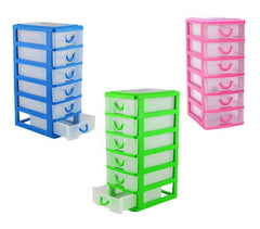 225066  Tour de rangement 5 tiroirs WELKHOME en plastique rigide 9x13x18.5 cm