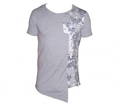 T-shirt homme manches courtes avec des fleurs imprimées asymétrique