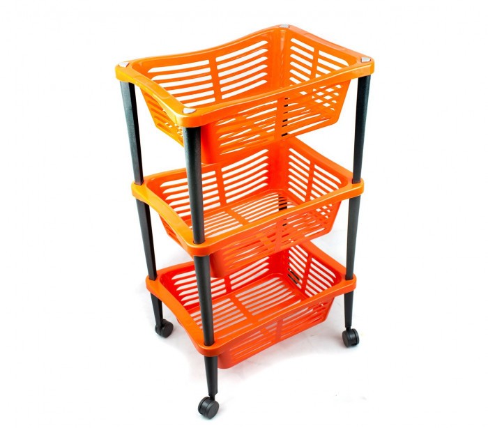  348499 Chariot pour fruits WELKHOME 3 étages avec roues 30x40x69 cm
