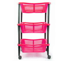  348499 Chariot pour fruits WELKHOME 3 étages avec roues 30x40x69 cm