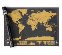 182207 Carte du monde deluxe noir 82 x 58 cm grattez les endroits visités