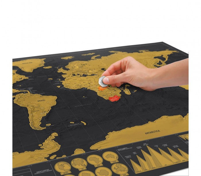 182207 Carte du monde deluxe noir 82 x 58 cm grattez les endroits visités