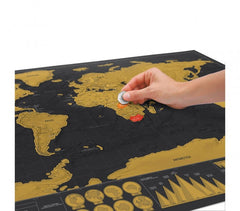 182207 Carte du monde deluxe noir 82 x 58 cm grattez les endroits visités