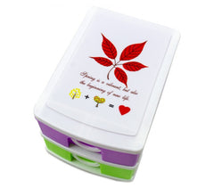 391587 mini tour de rangement multicouleur  2 tiroirs  WELKHOME  9x13x8 cm