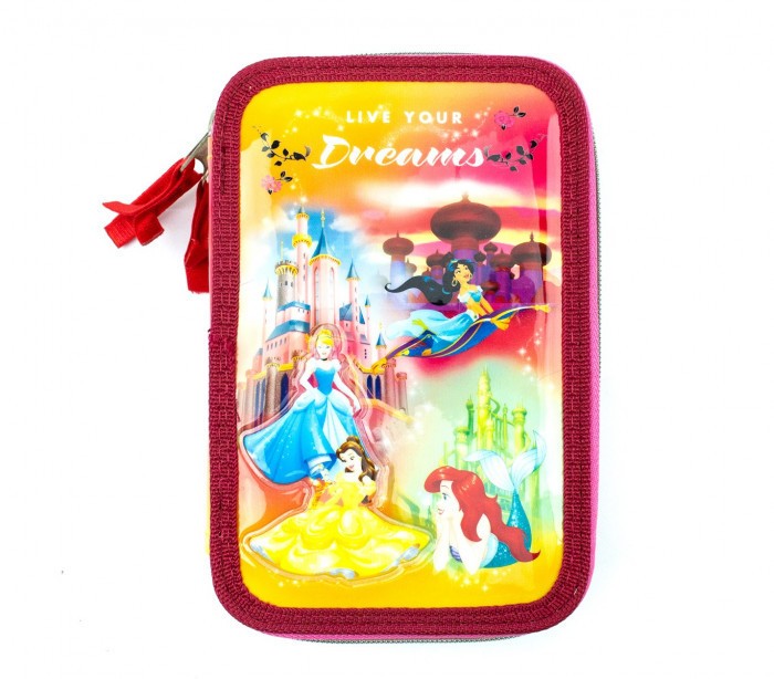 455579  Trousse  Matériels 3 compartiments 43pcs SCUOLA Princess LIVE YOUR DREAM