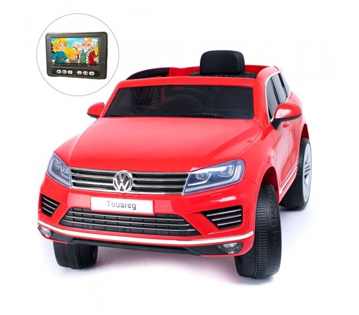 B81323 Voiture télécomandée enfant Suv VOLKSWAGEN Touareg siège cuir 12V lcd MP4