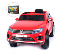 B81323 Voiture télécomandée enfant Suv VOLKSWAGEN Touareg siège cuir 12V lcd MP4