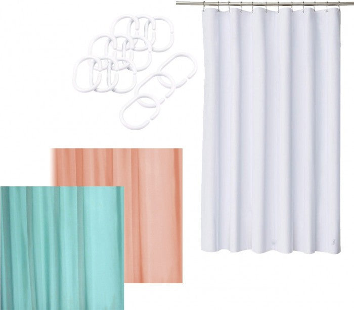 191026 Rideau de douche en polyester RILUX 180 x 200 cm avec 12  anneaux inclus