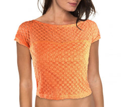 AC316 Top 3/4  dentelle pois brodés croisé du dos