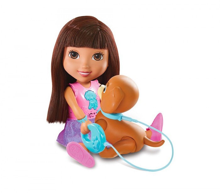 072587 La poupée Dora TRAIN & PLAY parle et chante avec son chien  FISHER PRICE