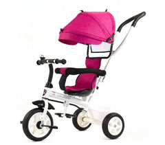 B37312 HANDY GO Tricycle à pousser avec pédales, protections et capote Rose/Bleu