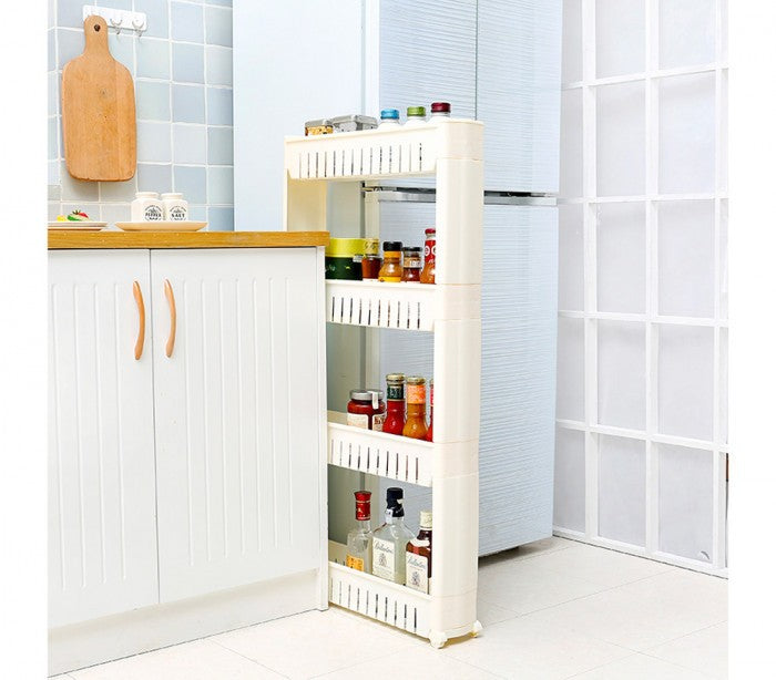 Organisateur de produits  avec roues 4 compartiments pour cuisine ou SDB