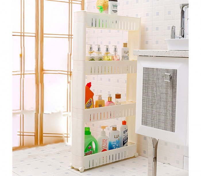 Organisateur de produits  avec roues 4 compartiments pour cuisine ou SDB