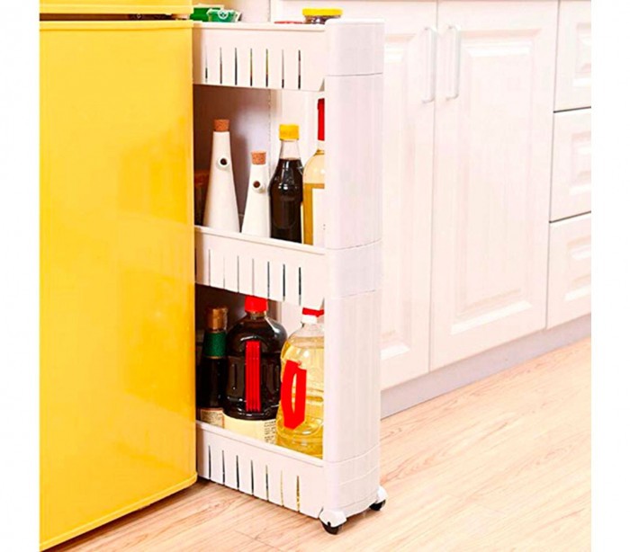 Organisateur de produits  avec roues 3 compartiments pour cuisine ou SDB