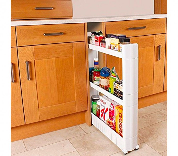 Organisateur de produits  avec roues 3 compartiments pour cuisine ou SDB