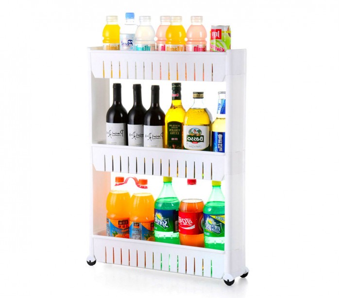 Organisateur de produits  avec roues 3 compartiments pour cuisine ou SDB